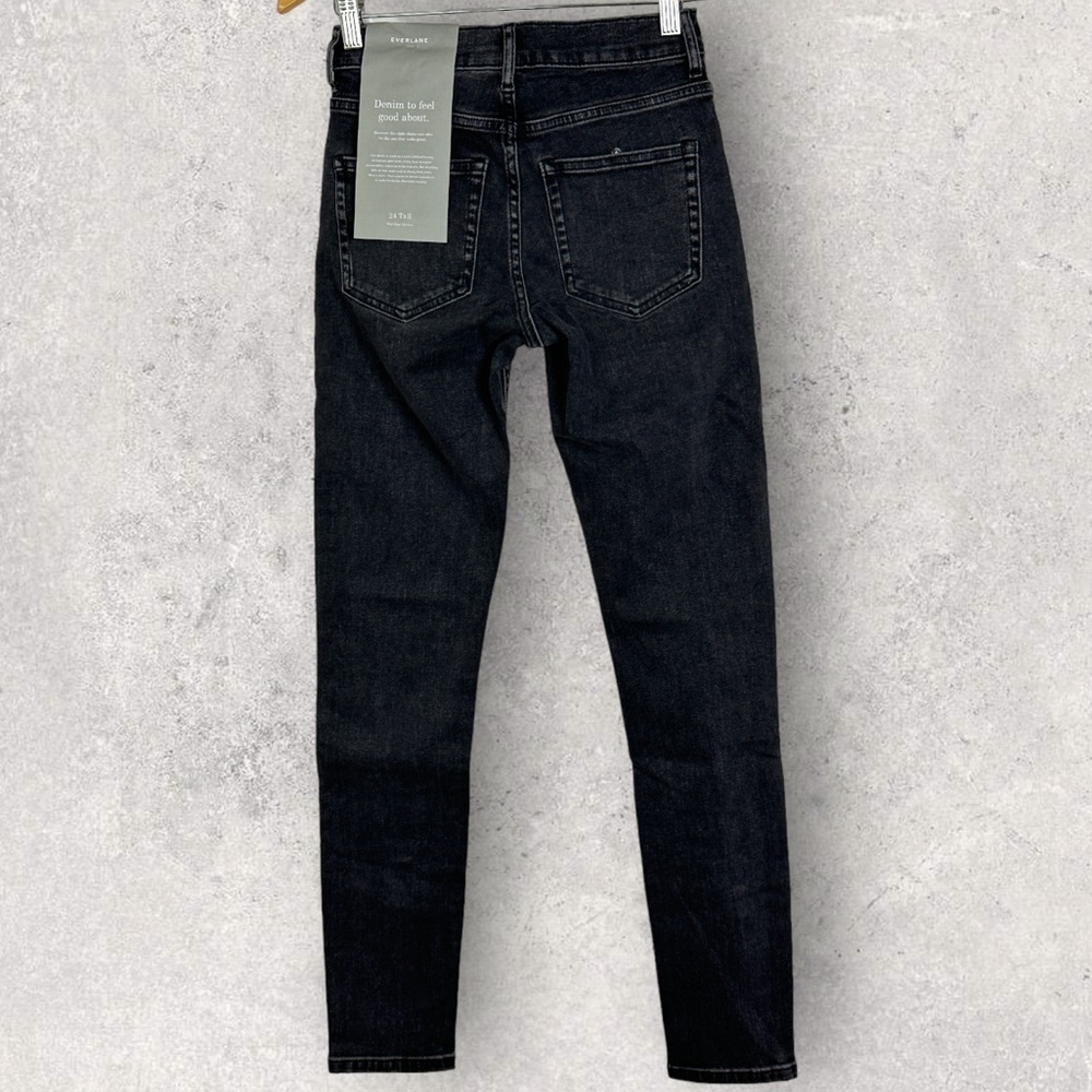 NWT Everlane‎ Black Skinny Jeans Size 24 Tall Denim Sustainable Stretch Mid 24T - Picture 7 of 15